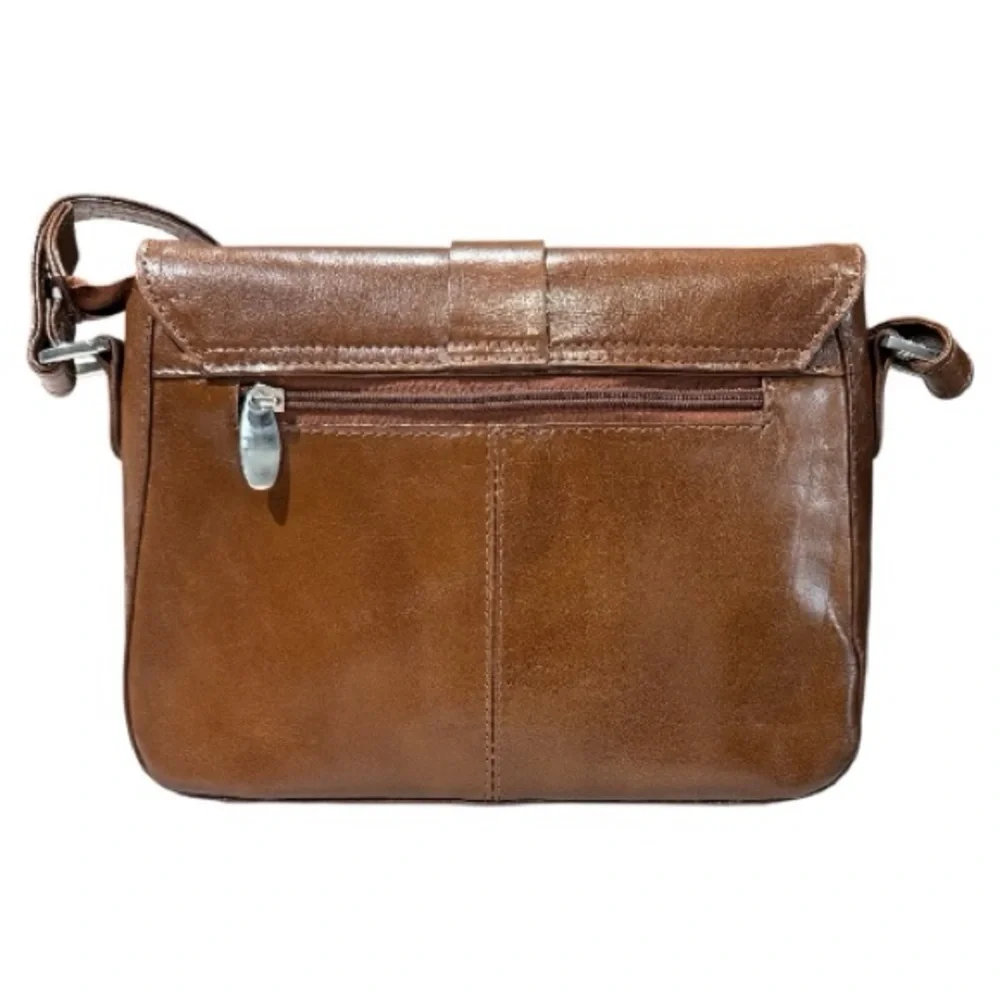 Ashwood Genuine Leather Crossbody Bag Brown Adjustable Strap